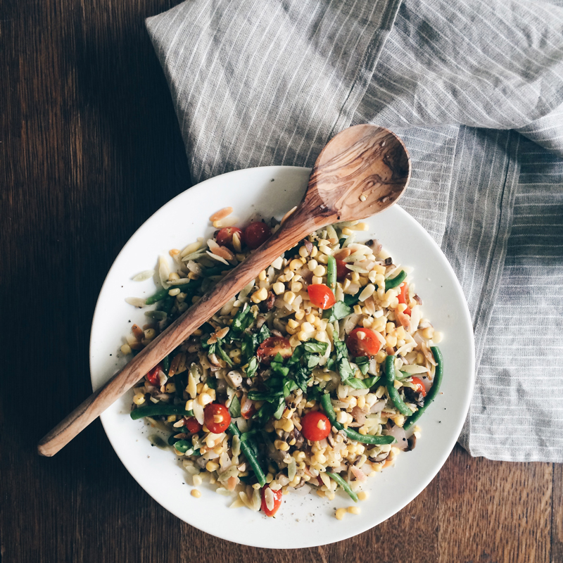 Orzo with Corn, Green Beans, Cherry Tomatoes and Basil - Willa Wellness