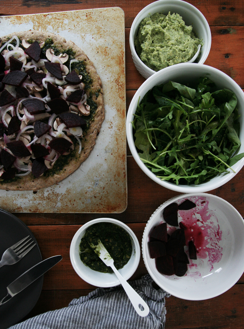 Vegan Cremini Mushroom, Beet & Arugula Pizza - Willa Wellness