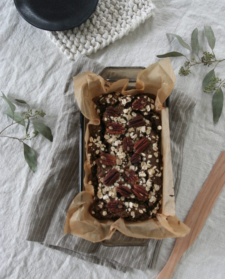 Banana Oatmeal Bread with Buckwheat Flour and Pecans