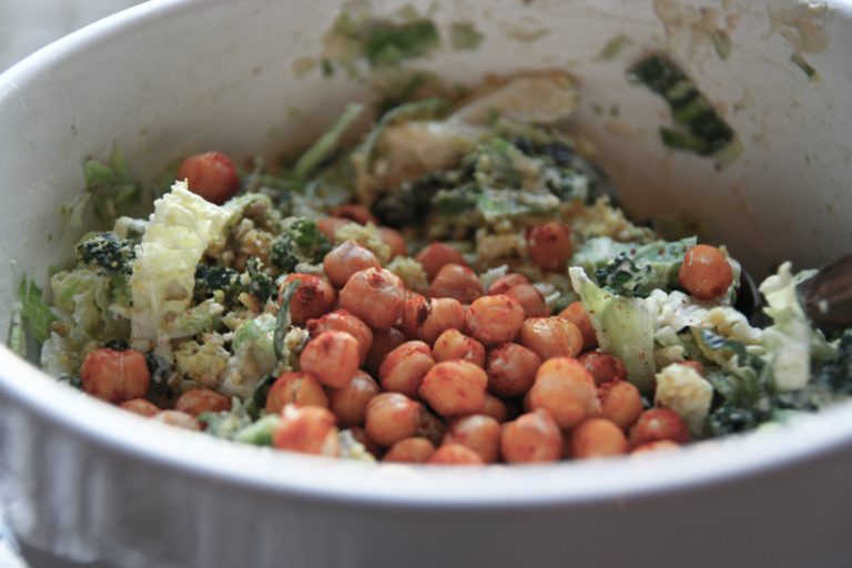 Kale & Cabbage Caesar with Chickpeas Vegan