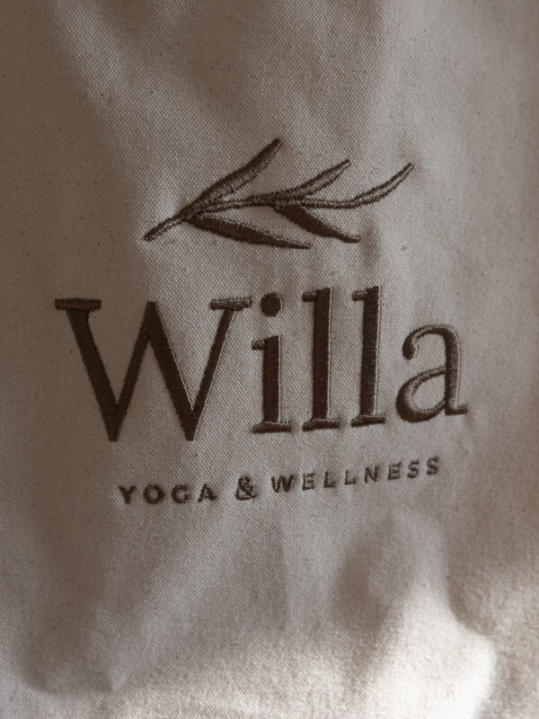 Willa Wellness Canvas Yoga Tote Bag Willa Wellness Natural canvas yoga mat tote bag displayed upright