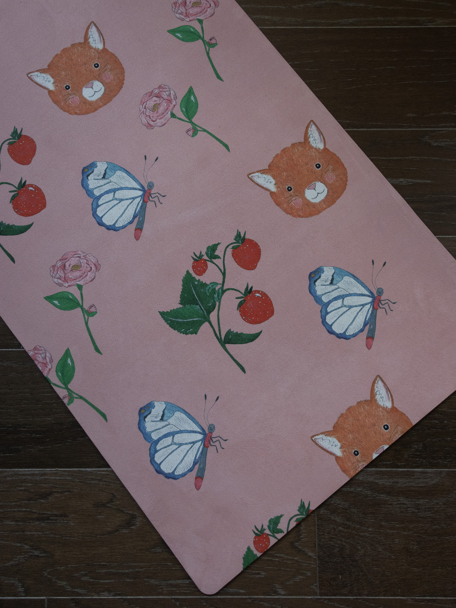 Soft microfiber kids yoga mat pink color