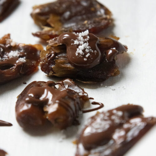 Smashed Dates with Dark Chocolate & Flaky Sea Salt